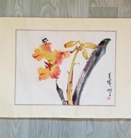 八九十年代赵少昂岭南风格花鸟画一张，作者待考证，横批新裱，品好包快递发货。