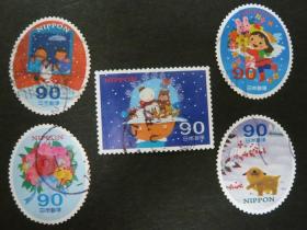 日本信销邮票-问候祝贺G53 2011年 冬季的问候 90元面值 5全