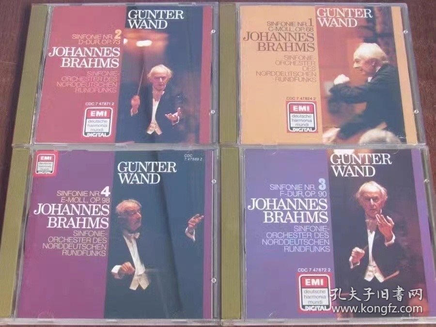 勃拉姆斯 4首交响曲全集 旺德指挥 4CD 英版 原装金托 早期无ifpi老版本  非全新cd