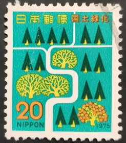 日本信销邮票 国土緑化運動 樹木に川（国土绿化运动 樱花目录C688）
