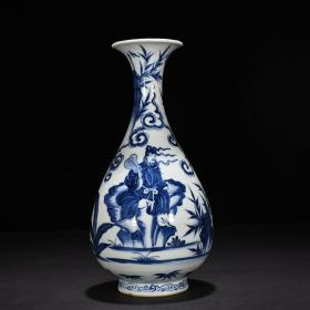 元青花人物纹玉壶春瓶30*15厘米