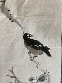 八哥图二条屏