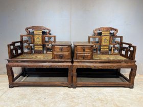 黄花梨镶雕填太师椅