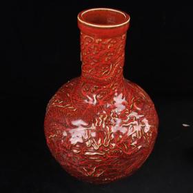 红釉浮雕龙纹天球瓶
宽23cm高34cm
亏本捡漏处理