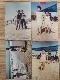 九十年代海边姐弟家庭照4张