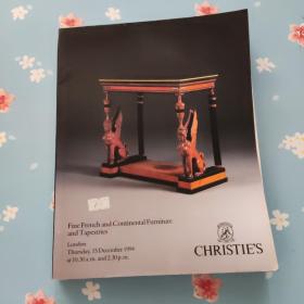 CHRISTIES LONDON FINE FRENCH AND CONTINENTAL FURNITURE AND TAPESTRIES