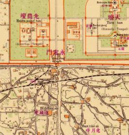 古地图1907 北京及周边地区 光绪二十六年。纸本大小74.27*86.17厘米。宣纸艺术微喷复制