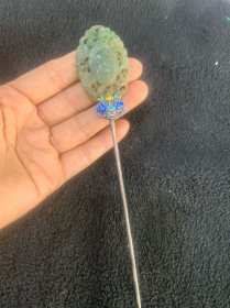 清代翡翠老银发簪