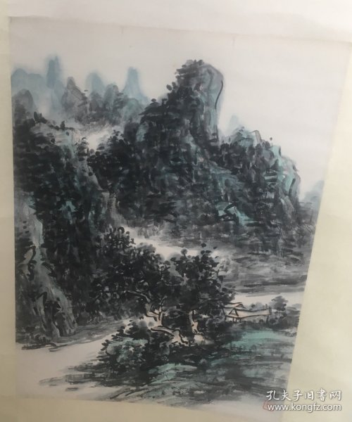 【保证手绘】黄宾虹，中国著名画家，《山水》，画面精致，结构清晰，镜心我们把此拍品标注“手绘工艺品”，不保真，有任何异议请先咨询。欢迎各位出价！