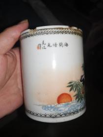 1957年名家款瓷器茶杯，画工一流，南昌粮食局奖品