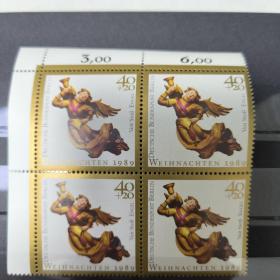 A0212外国邮票德国西柏林1989年 圣诞节 雕塑 2-1 新 四方联 MNH