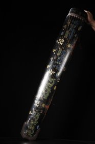 木胎描金漆器福禄寿龙纹七弦古琴 长120cm 宽18.5cm 高9cm 重2385克