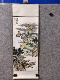 刘钢老师山水轴，刘钢，1957年生，重庆人，自幼练习国画，擅长山水，钢笔画，现为重庆市美协会员