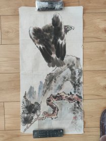 山东著名画家崔辉的父亲崔岩老先生国画 鹰石图3