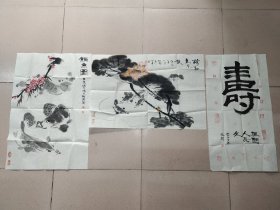 阿国（书国）·国画作品2幅（68*45*2）书法作品1幅（68*38）共计3幅合售