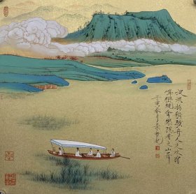 崔景哲～国画山水手绘精品
【规格】四尺斗方69/69
【供货】7850元～幅
【作品质地】蜡染泥金宣纸
【包邮】