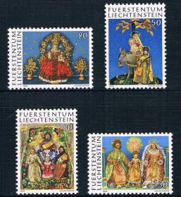 列支敦士登邮票1976年 圣诞节 教徒蜡像馆 新 4全 影写版