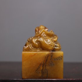 田黄石精雕·招财貔貅·老闲章