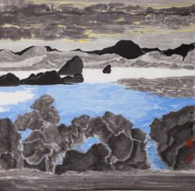 保真书画，展览作品 杨灿伟， 68X68cm 中国艺术研究院美术学博士，清华大学艺术学博士后，中国美术家协会会员，中国文艺评论家协会会员，曾任中央美术学院中国公共艺术研究中心助理研究员，现为中国美术家协会《美术》杂志责任编辑。