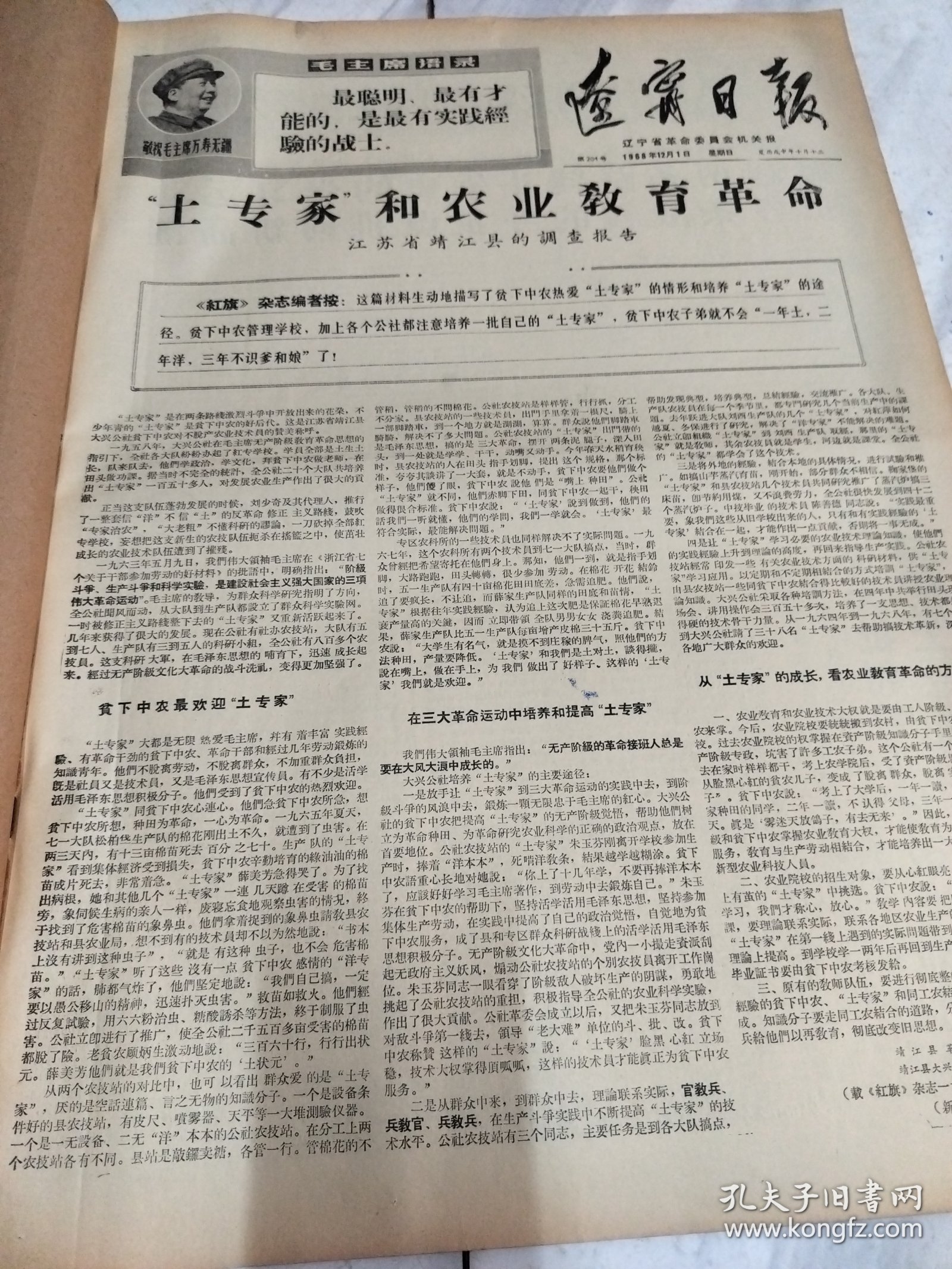 辽宁日报1968年12月
