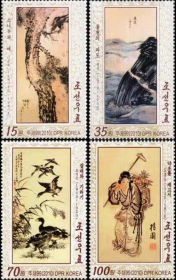 朝鲜2010年古代名画邮票4全