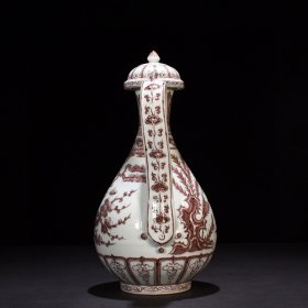 瓷器 明洪武釉里红松竹梅纹执壶 38*27厘米