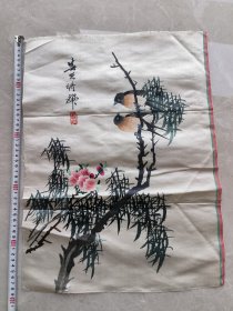 民国湘绣 花鸟 绣品 绫本 近全品相如图 尺寸48x36cm左右 包民国