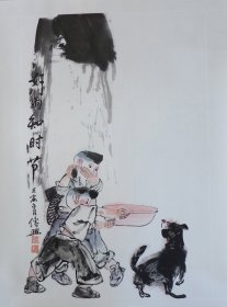 樓傳興中國水墨人物畫《鄉野童趣》托片-5《好雨圖》