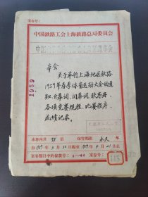 上海铁路1959年春季体育大会的通知，开幕词，闭幕词秩序册。各项竞赛规程，比赛程序，成绩记录卷宗(1~87页内容全全)(88~96页缺失)程念樑主席签名 程念樑，又名程良、程仲平，安徽休宁人。民国38年初，中共上海市委（地下党）决定重建铁路党组织，发展了一批党员，成立了党总支委员会，程任总支副书记兼组织委员。