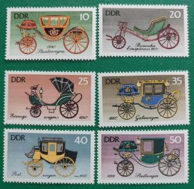 德国邮票 东德 1976年古老的马车 6全新