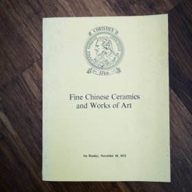 1972年11月20日 伦敦佳士得拍卖行拍卖图录 中国陶瓷和艺术品 Fine Chinese Ceramics and Works of Art 英文版 16开平装