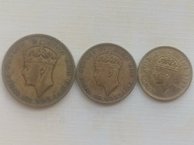 英属牙买乔六1/4便士、1/2便士、1便士（黄铜币3枚合售）