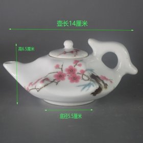 水点桃花六角茶壶