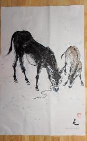 国画手绘双驴