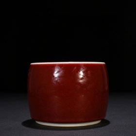 明宣德祭红釉蛐蛐罐