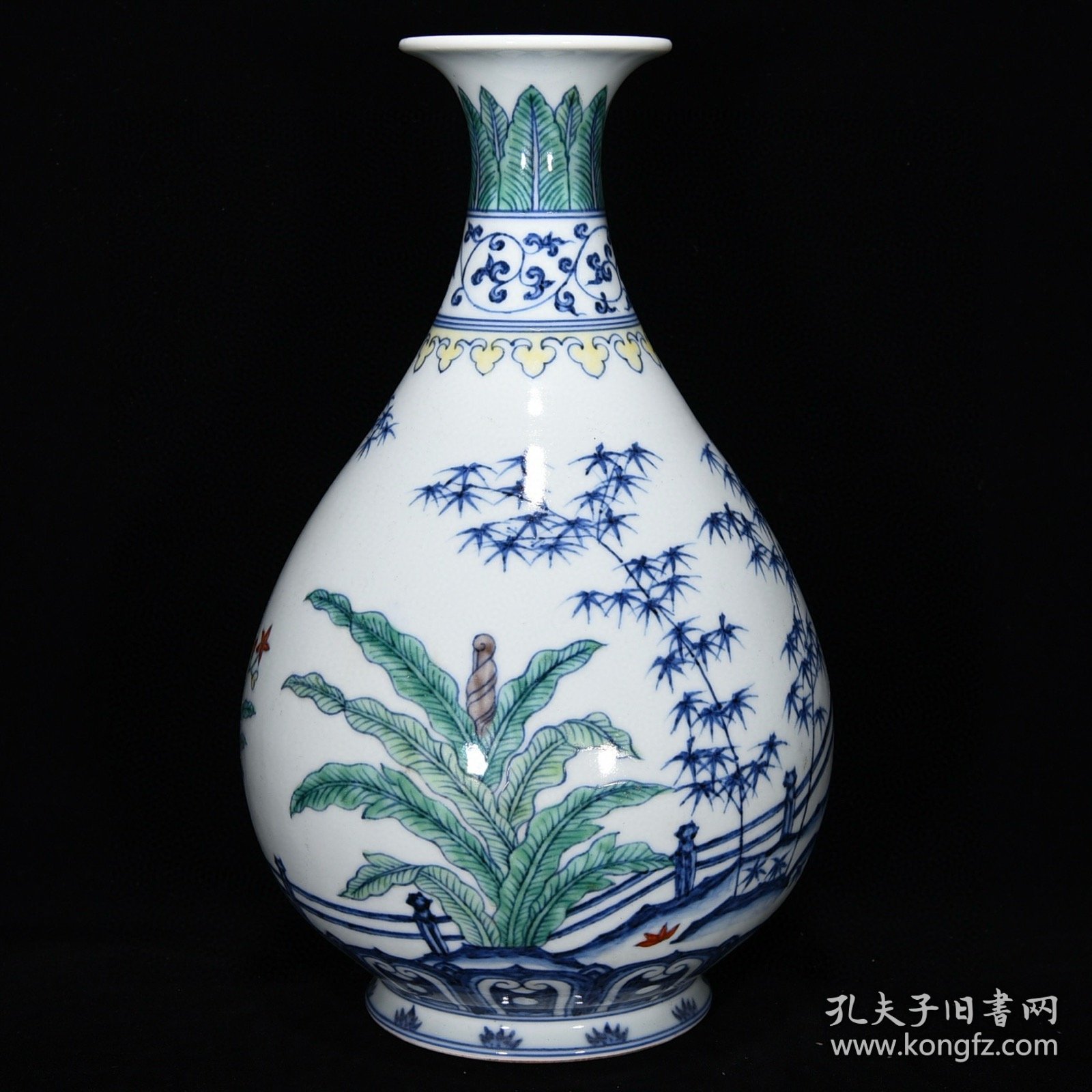 明宣德青花五彩岁寒三友纹玉壶春瓶尺寸31*19厘米