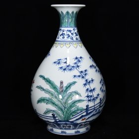 明宣德青花五彩岁寒三友纹玉壶春瓶尺寸31*19厘米
