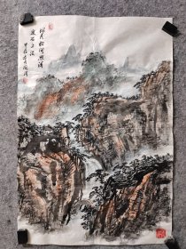 陶渭老师山水作品12，陶渭，字觉然，号半坡山人，江苏苏州人，1961年生，师从苏州园林画家莫汝和先生，专业从艺40年，现为苏州市美协会员，苏州东南画院副院长，曾得第七届“羲之杯”全国大奖赛二等奖，2018年，2019年邮政出版过两年集邮册，擅长山水