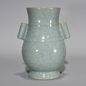 宋汝窑冰裂纹贯耳瓶，14×9厘米a