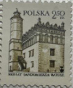 波兰邮票波兰古城中世纪古城桑多梅日（坐落在维斯瓦（Wisła）河畔的七座山丘上，通常被称作“小罗马”）