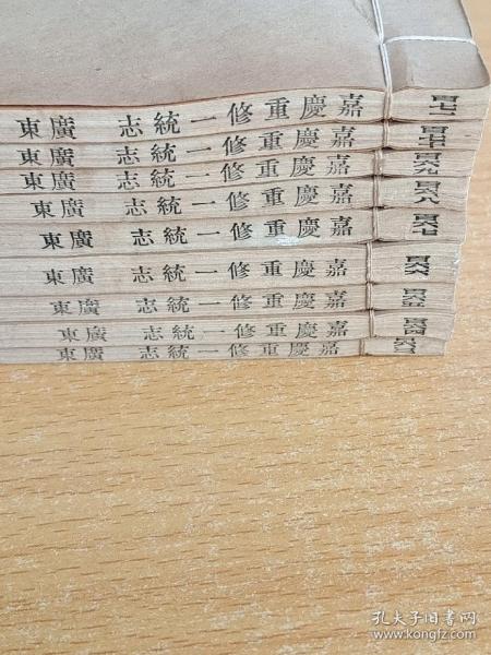 广东省：嘉庆重修一统志9册全：广东统部，广州府，高州府，雷州府，廉州府，肇庆府，惠州府，潮州府，韶州府，琼州琼，连州，南雄，罗定州，连山，佛冈，嘉应