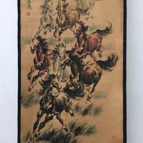 【彩八骏】字画国画古玩山水画仿古中堂画名画书房客厅挂画