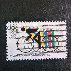 USA401美国1972年夏季奥运会 骑行 自行车 外国邮票 信销 1枚 邮戳随机