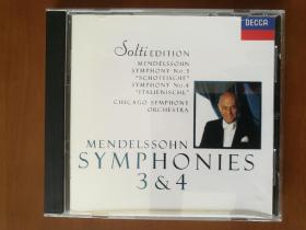 索尔蒂指挥的门德尔松第三、四交响曲  原版CD唱片   包邮