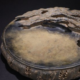 旧藏端砚“松春万古 鹤寿千年”款:蔡启僔