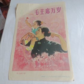 毛主席万岁16K宣传画(1964年)