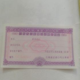 股票认购申请表，昆明百货大楼集团股份有限公司1993年度公众股认购证，云南省证券公司主承销，收藏证券，股票，债券类佳品