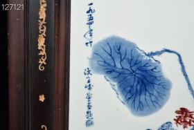民国王步青花釉里红虾趣图瓷板3x51.5x40.8cm