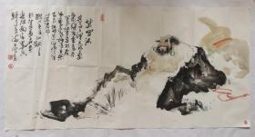 北京著名画家  李海白  四尺人物＋两幅鹰  合售 保真出售