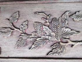 清代精雕花板木雕一对